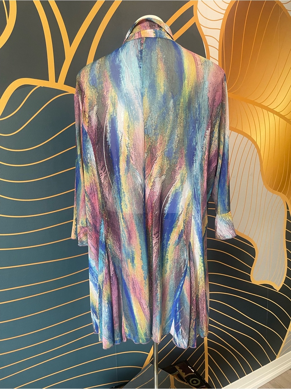 Abstract Multicolor Brushstroke Button-Front Blouse - Picture 3 of 6